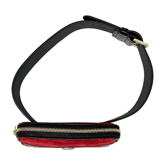 Gucci Ophidia Mini Belt Bag Red Suede Web Stripe GG Logo Fanny Pack - Picture 5 of 12